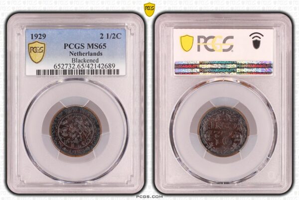 Top Pop 2 1/2 cent 1929 MS65 blackened PCGS