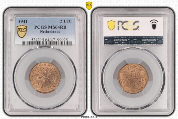 2 1/2 cent 1941 MS64 RB PCGS