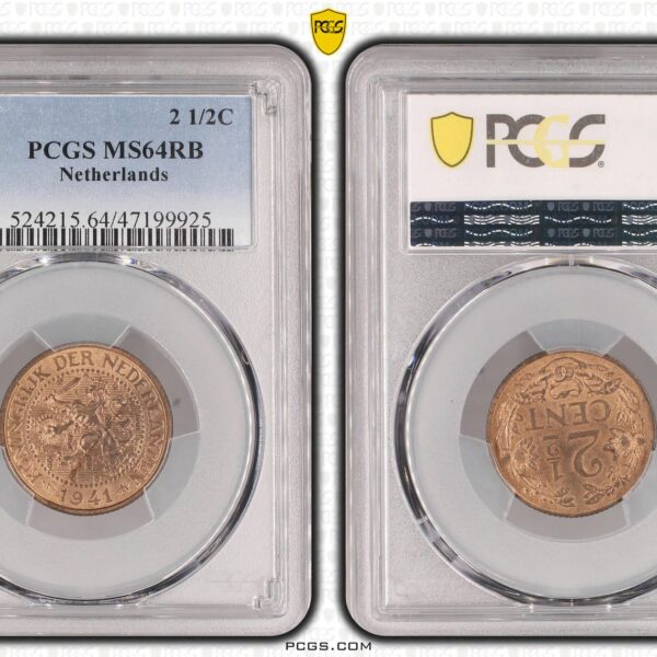 2 1/2 cent 1941 MS64 RB PCGS