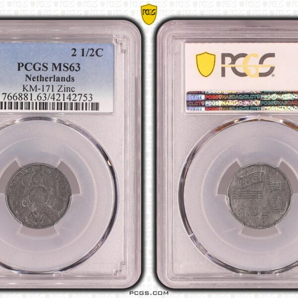 2 1/2 cent 1941 zinken munt MS63 PCGS