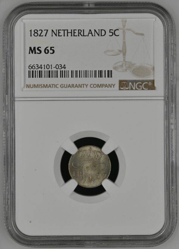 5 cent 1827 Utrecht NGC MS65