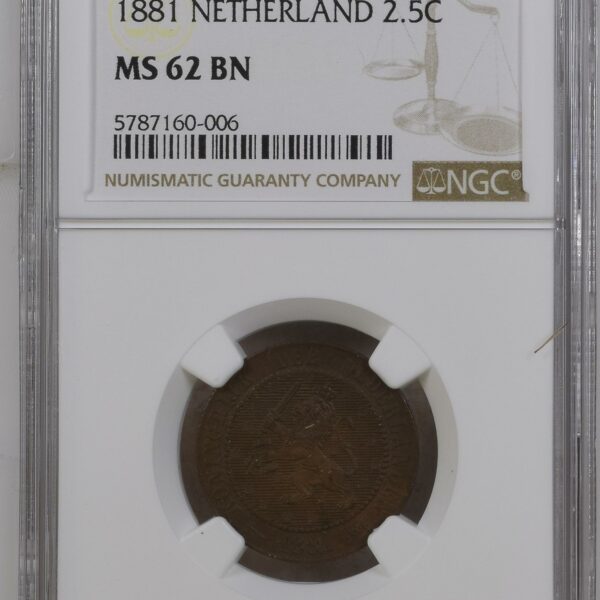 2 1/2 cent 1881 MS62BN NGC