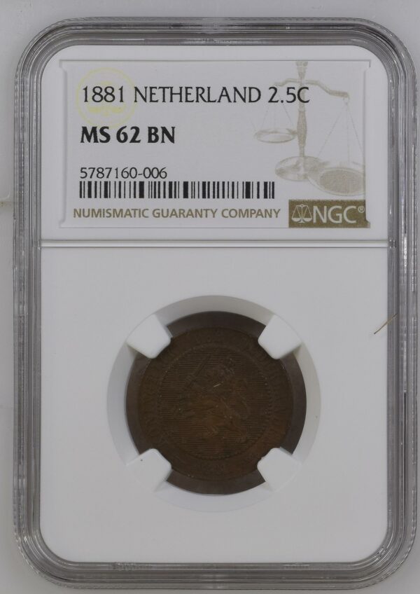 2 1/2 cent 1881 MS62BN NGC