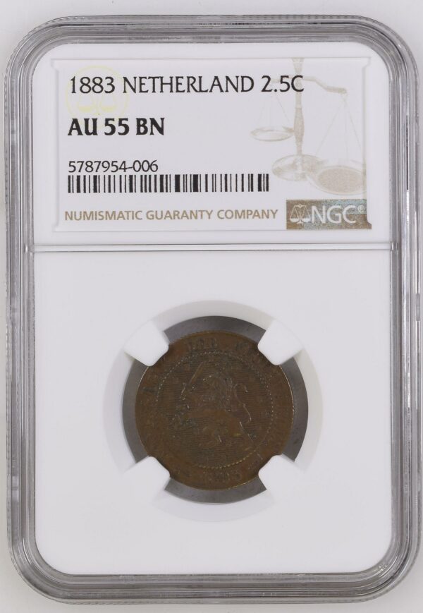 2 1/2 cent 1883 AU55 BN NGC