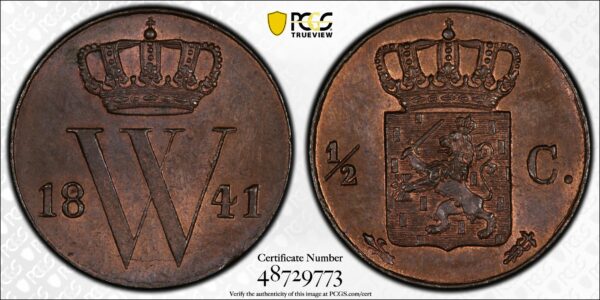 1/2 cent 1841 PCGS MS64 bn