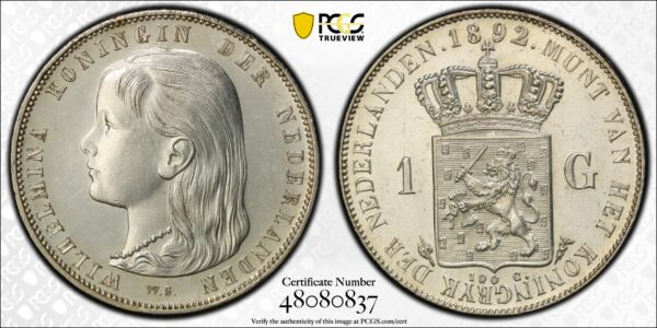 1 Gulden 1892 Proof pr63 pcgs