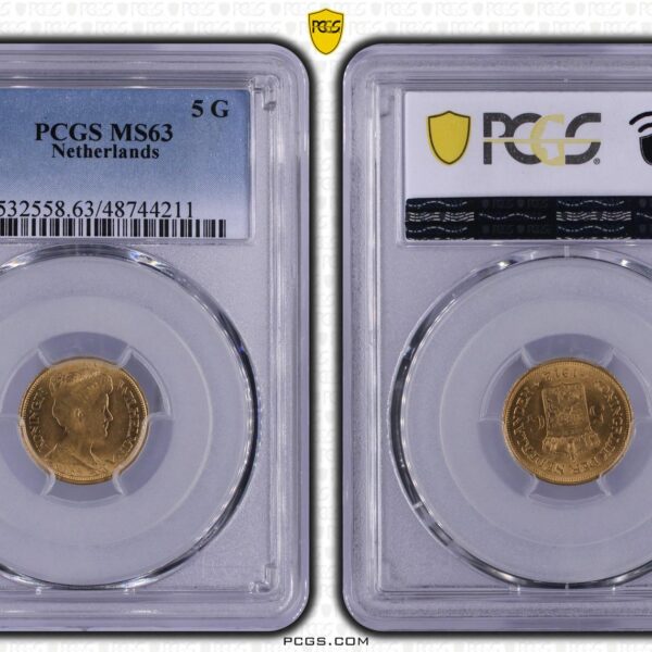 5 gulden 1912 MS63 PCGS