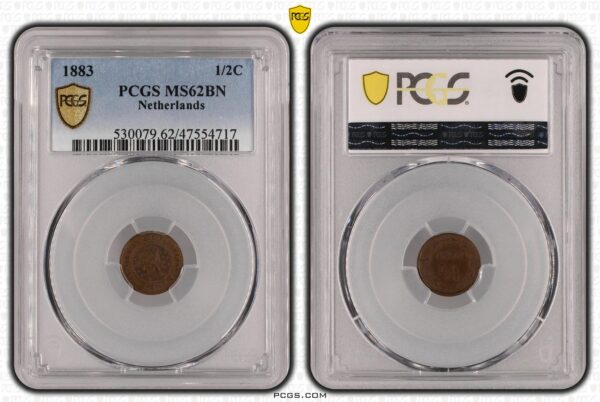 1/2 cent 1883 Overslag MS62 BN PCGS