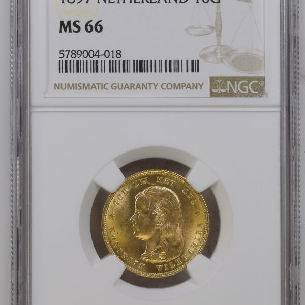 10 gulden 1897 MS66 Dubbele 7 NGC