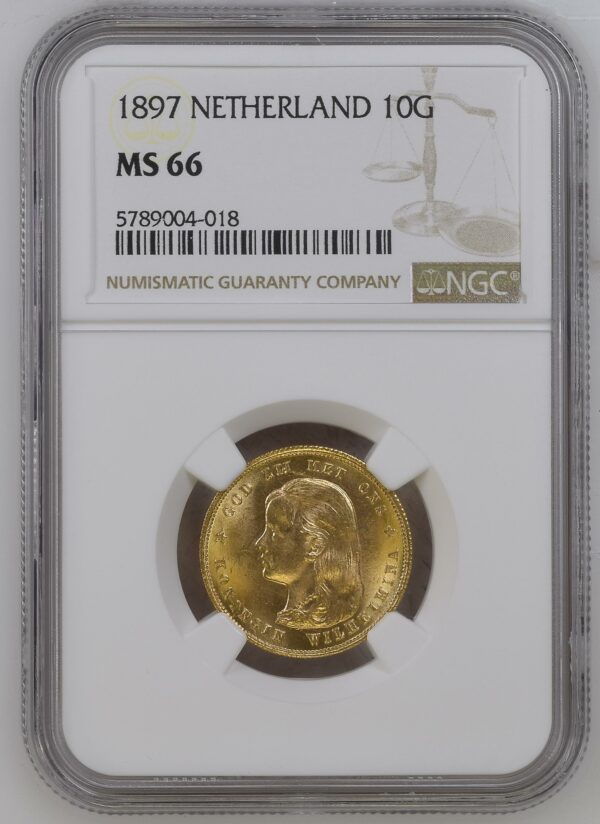 10 gulden 1897 MS66 Dubbele 7 NGC