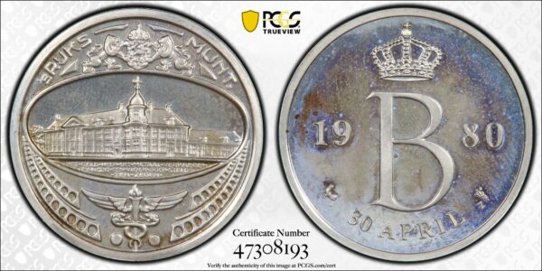 1980 Zilverset penning inhuldigiing SP66 PCGS