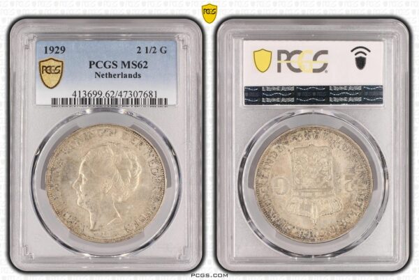 2 1/2 gulden 1929 MS62 PCGS