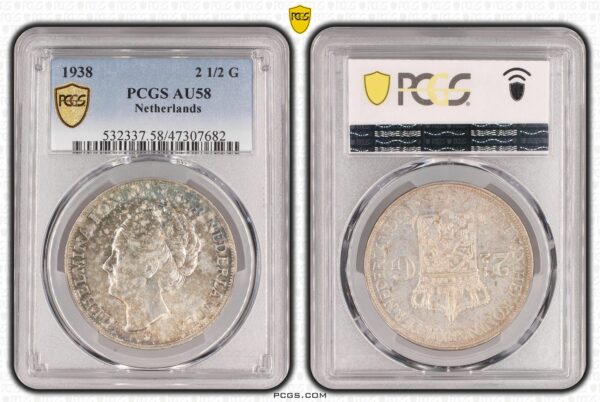 2 1/2 gulden 1938 AU58 PCGS