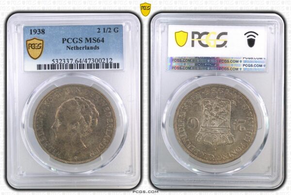 2 1/2 gulden 1938 MS64 PCGS