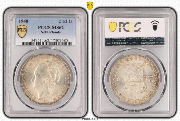 2 1/2 gulden 1940 MS62 PCGS