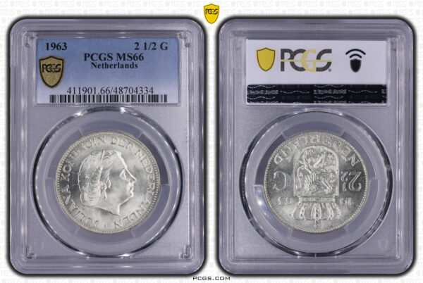 2 1/2 gulden 1963 MS66 PCGS Top pop