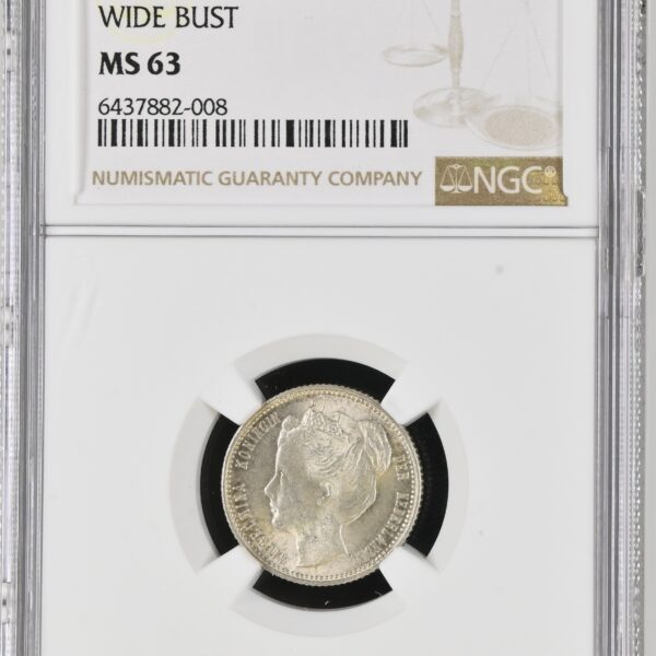 25 cent 1901 Brede hals MS63 NGC