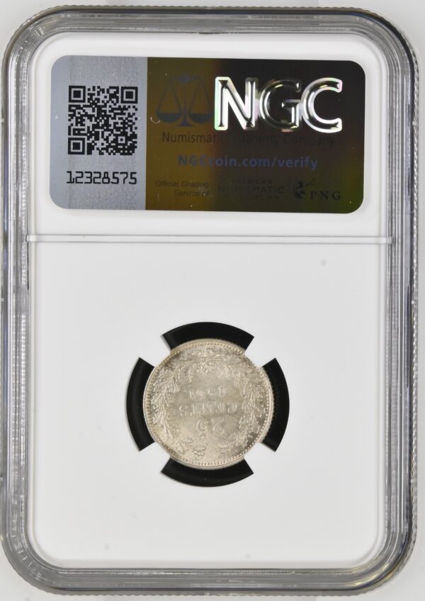 25 cent 1901 Brede hals MS63 NGC