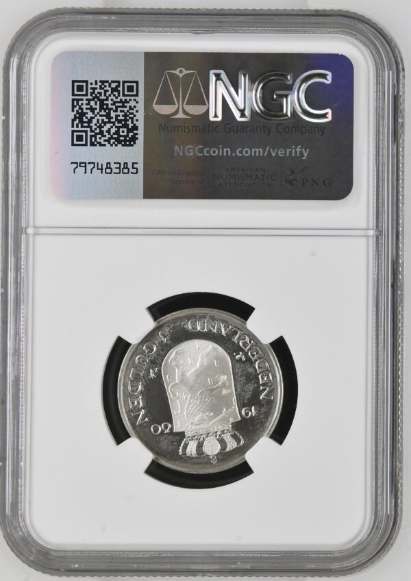 zilveren gulden 1980 Inhuldiging NGC MS65 Proof Dubbele Kop