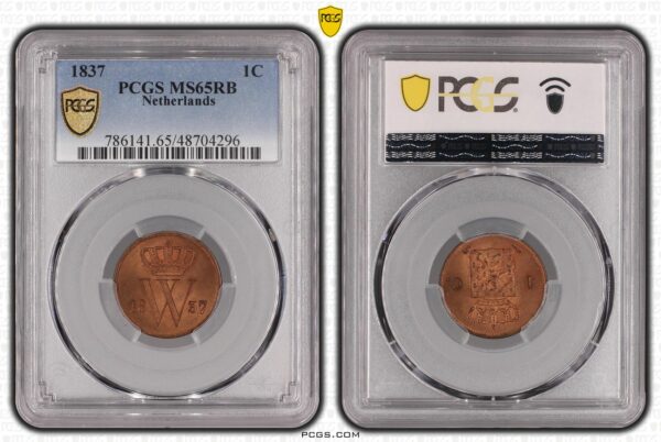 1 cent 1837 MS65 RB PCGS gecertificeerd