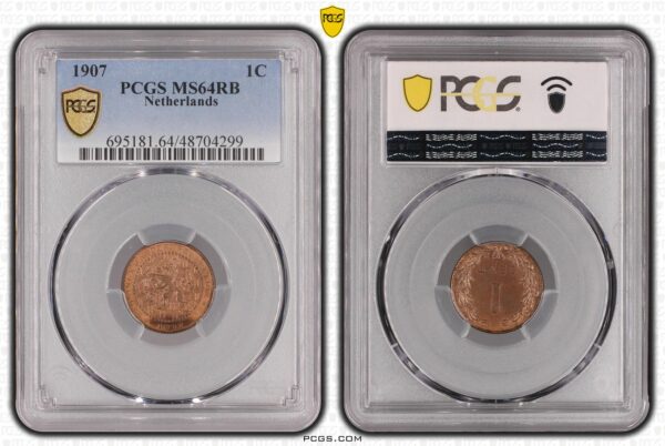 1 cent 1907 ms64 rb Wilhelmina PCGS