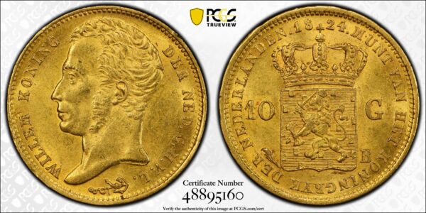 10 gulden 1824 Brussel MS61 pcgs slab