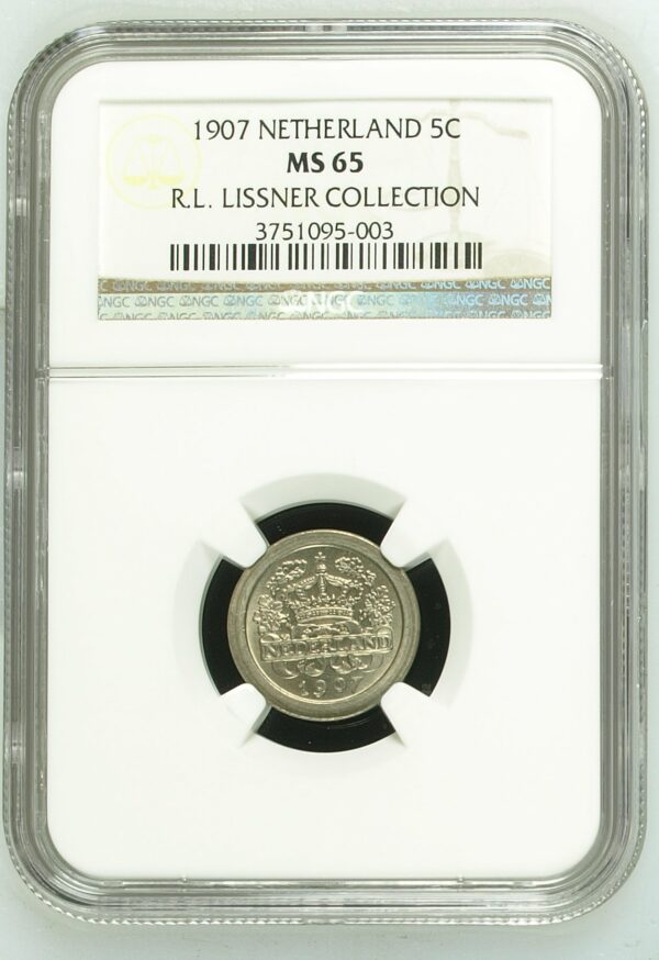 5 cent 1907 MS65 NGC R.L. LISSNER COLLECTION