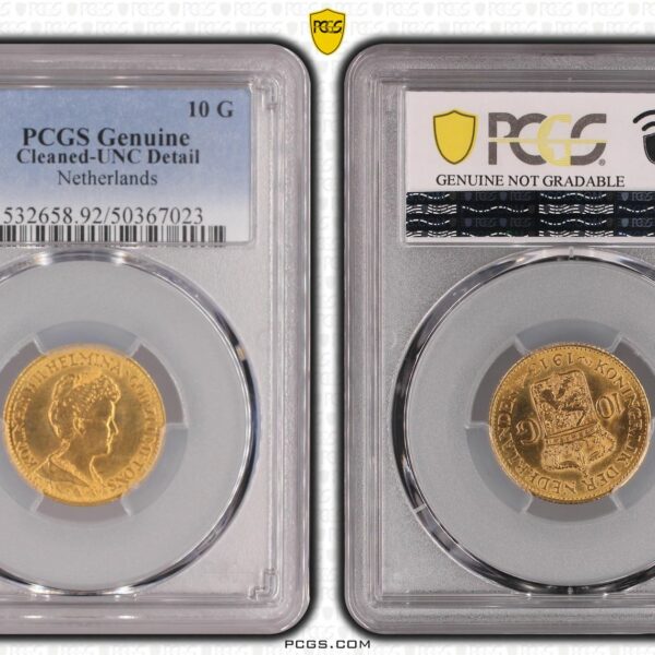 10 gulden 1913 UNC details PCGS