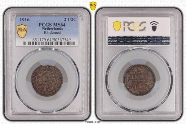 2 1/2 cent 1916 MS64 Blackened PCGS