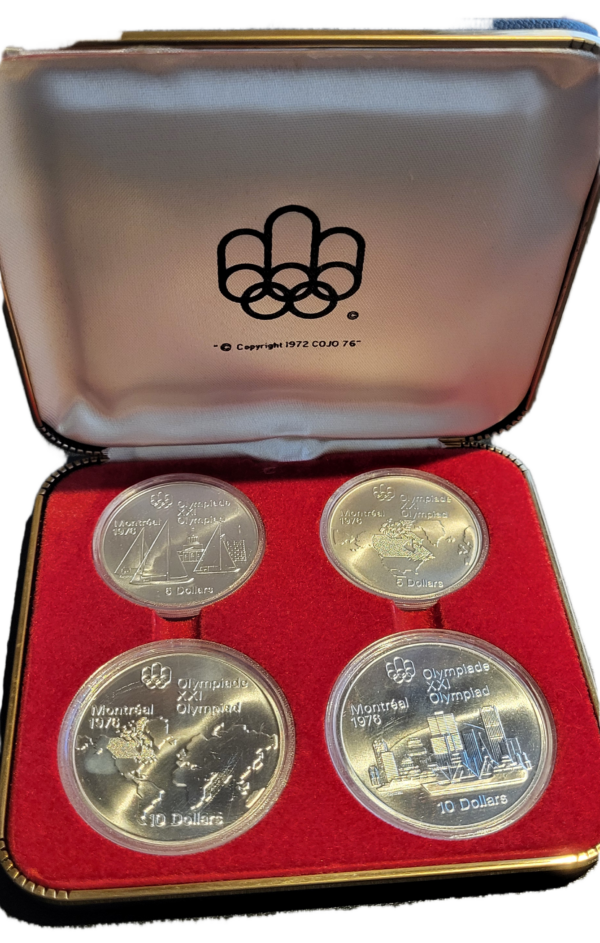 Canada 4 zilveren munten Montreal Olympische spelen 1973 1976 front