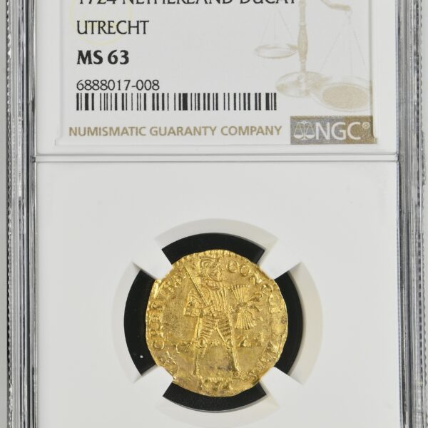 Gouden Dukaat 1724 MS63 NGC VOC Shipwreck Akerdam