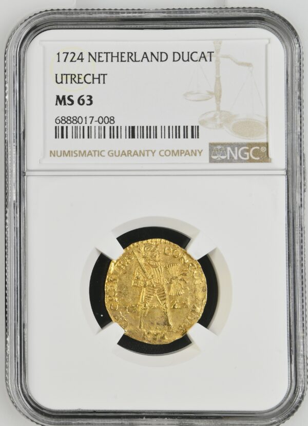 Gouden Dukaat 1724 MS63 NGC VOC Shipwreck Akerdam