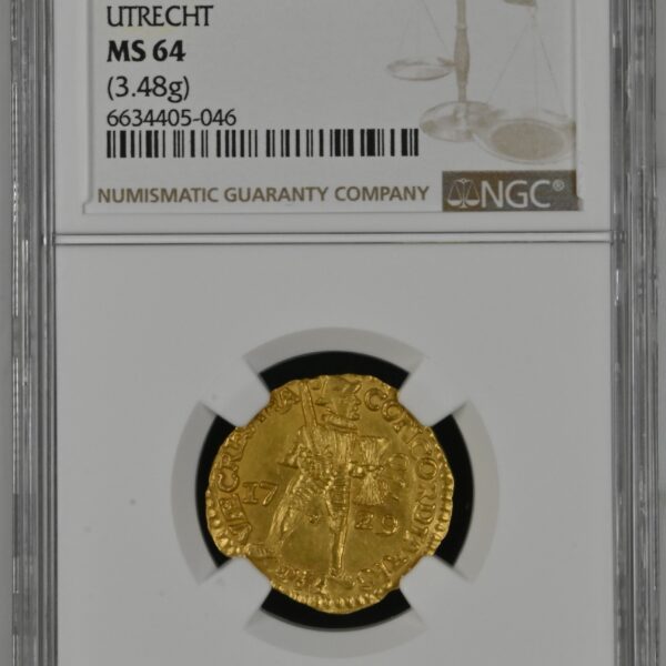 Gouden Dukaat 1729 MS64 NGC VOC Shipwreck Vliegenthart