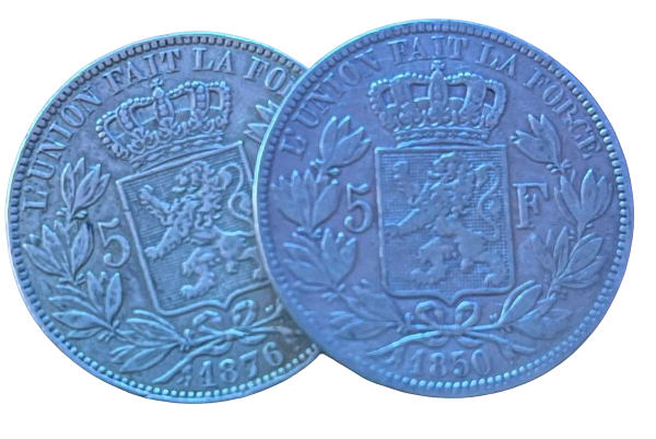 5 Frank 1848/1876 Leopold 1 en 2