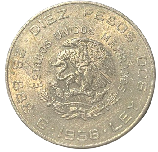 Zilveren 10 Pesos 1955-1956