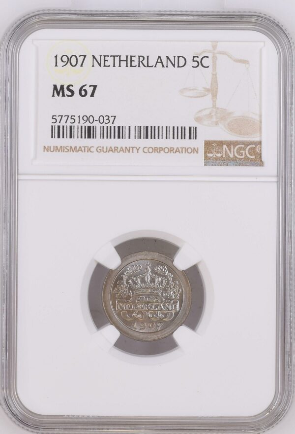 5 Cent 1907 MS67 NGC