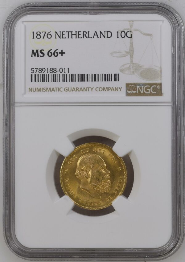 10 gulden 1876 MS66+ NGC