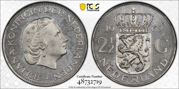 Zilveren 2.5 gulden 1962 Proof Pr66CAM PCGS Beuth Coll.