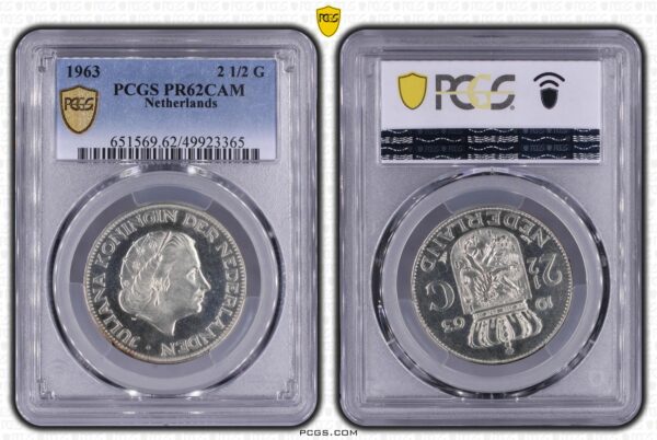 Zilveren 2 1/2 gulden 1963 Proof Pr62CAM PCGS