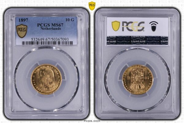 Top Pop 10 Gulden 1897 MS67 PCGS