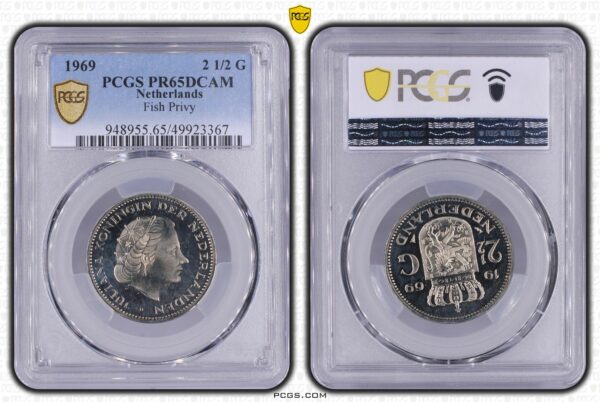 nikkelen 2 1/2 gulden 1969 vis Proof Pr65DCAM PCGS