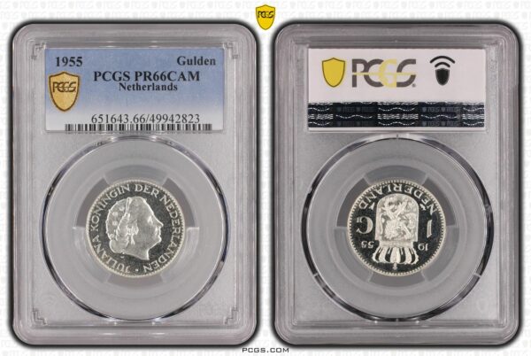 zilveren 1 gulden 1955 Proof Pr66 Cam PCGS