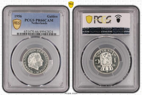 zilveren 1 gulden 1956 Proof Pr66 Cam PCGS