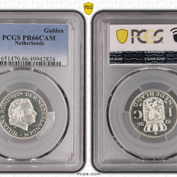 zilveren 1 gulden 1956 Proof Pr66 Cam PCGS