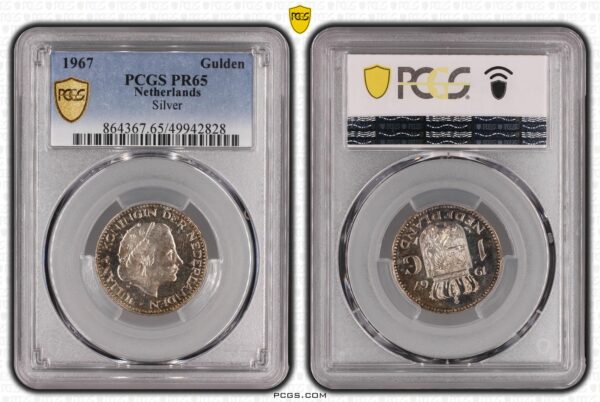 zilveren 1 gulden 1967 Proof Pr65 PCGS