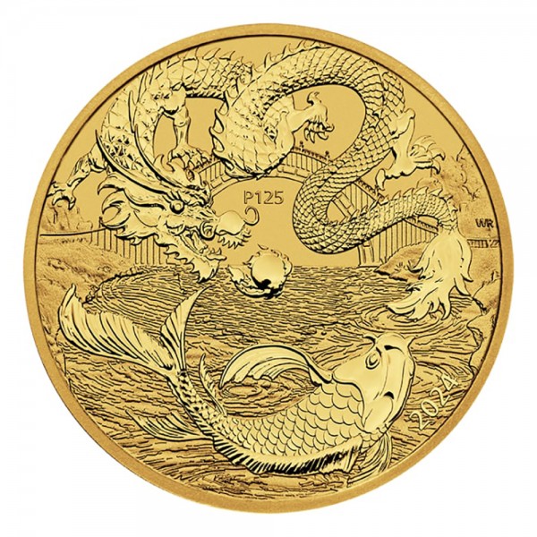 dragon and Koi 1 oz 2024 goud