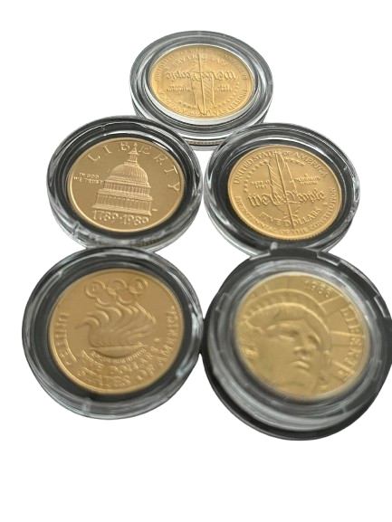 Gouden American Memorial 5 Dollars 1987/1989 - Lot van 5 x 1/4 oz