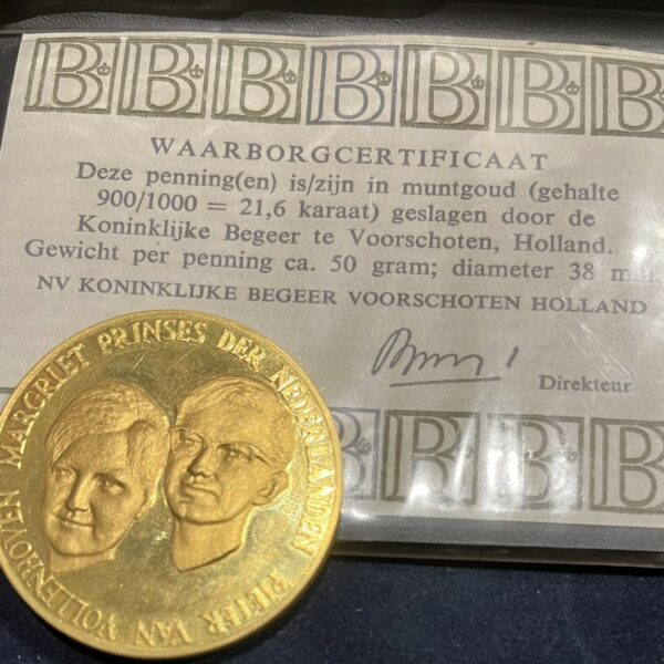 Gouden Begeer penning 1965 Verloving Prinses Margriet en Pieter van Vollenhoven